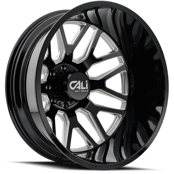 Cali Offroad Invader Dually 9115D Gloss Black with Milled Spokes Rear